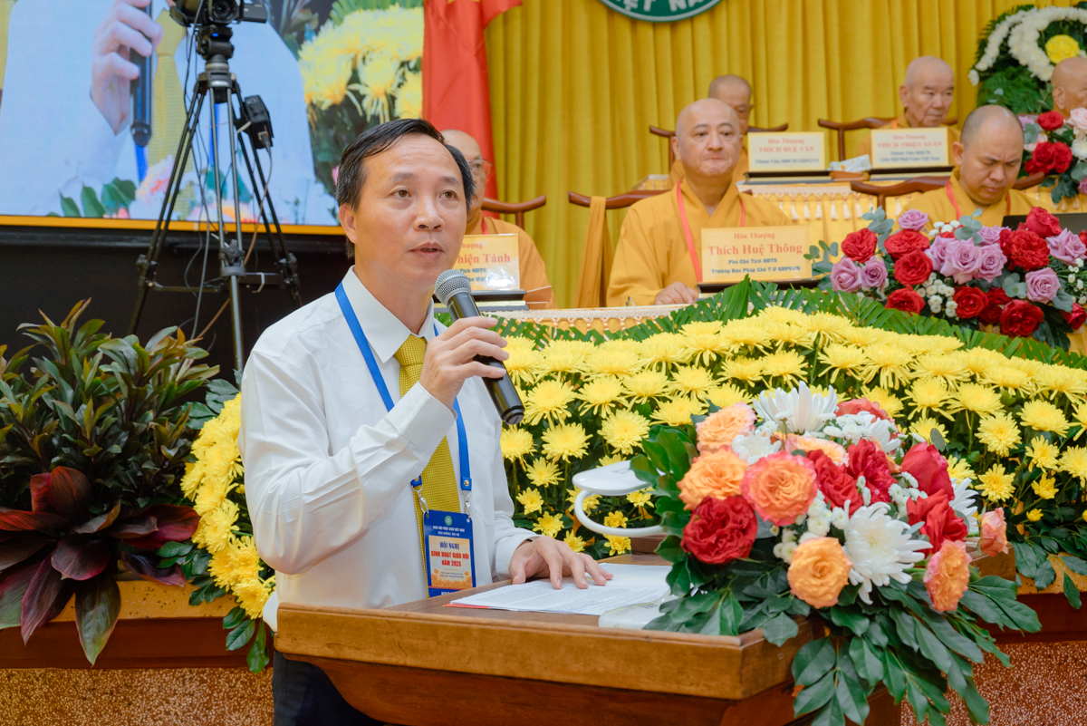 ông Vũ Hoài Bắc, Trưởng Ban Tôn giáo Chính phủ phát biểu tại Hội nghị