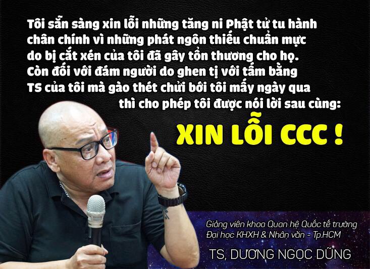 Ông Dương Ngọc Dũng phải ăn năn xin lỗi trước lãnh đạo giáo hội, Tăng Ni Phật tử trước giới truyền thông!