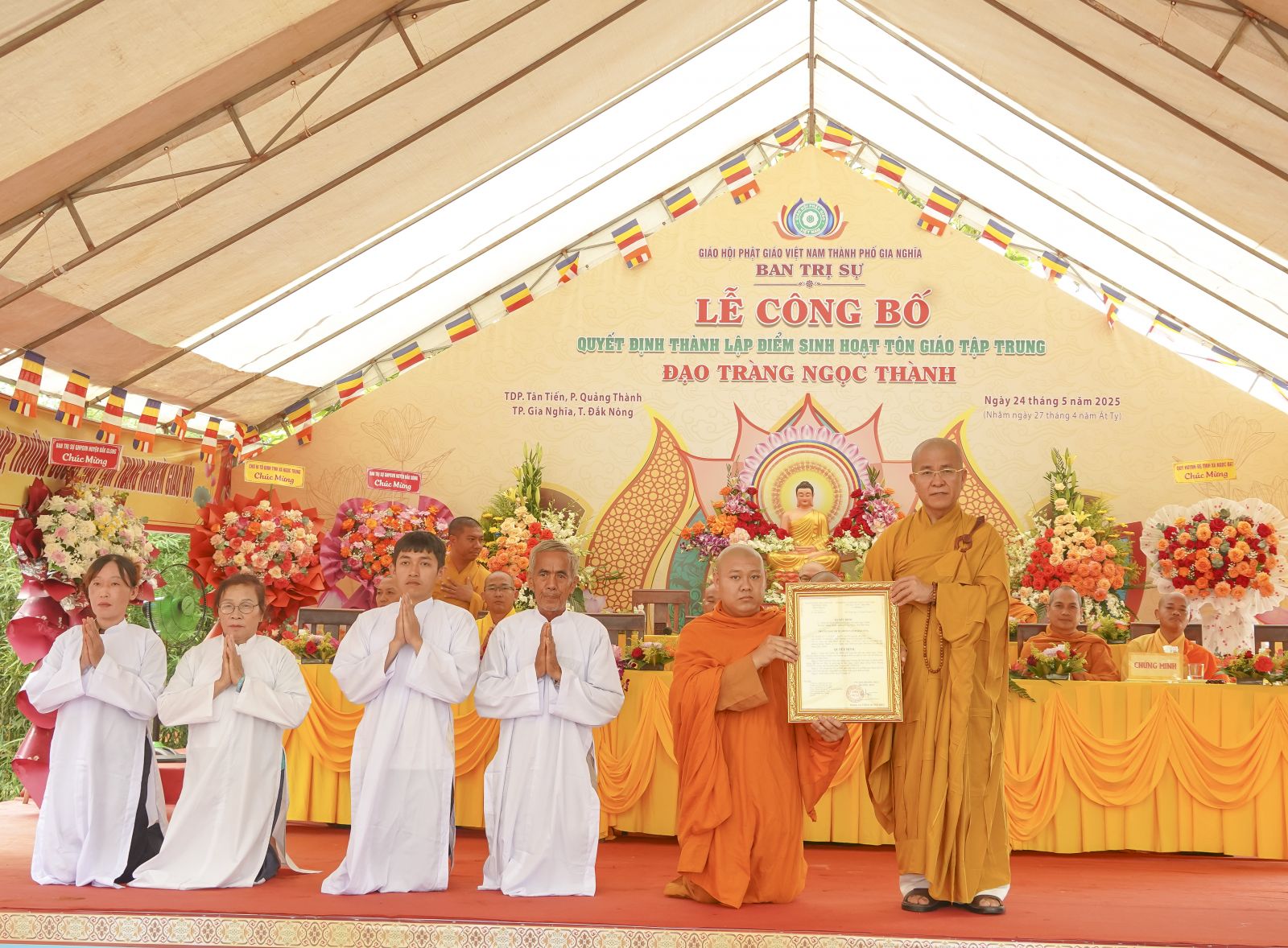Lễ công bố Quyết định thành lập điểm sinh hoạt Tôn giáo tập trung Đạo tràng Ngọc Thành (Gia Nghĩa, Đắk Nông)