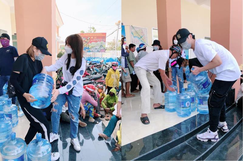 Hari Won tặng nước ngọt, Bằng Kiều và loạt sao Việt quyên góp chống hạn miền Tây.