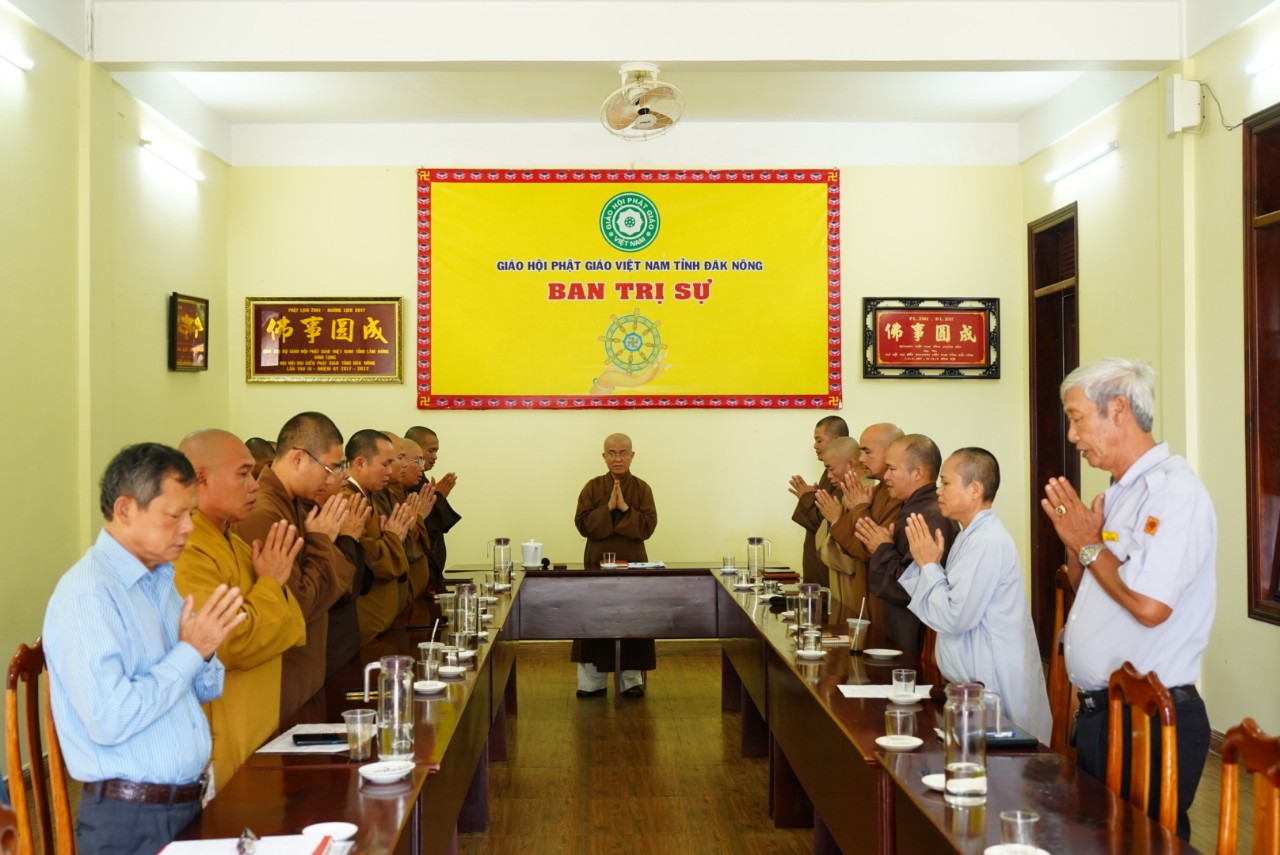 Tân Ban Trị sự Phật giáo tỉnh Đăk Nông họp buổi đầu tiên sau Đại hội Phật giáo tỉnh lần thứ IV